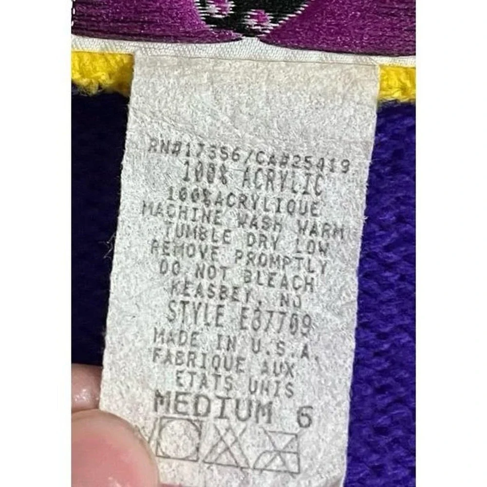 Vintage 1992 Barney Baby‎ Bop Cardigan Sweater Kids Size 6 Colorful USA Rare